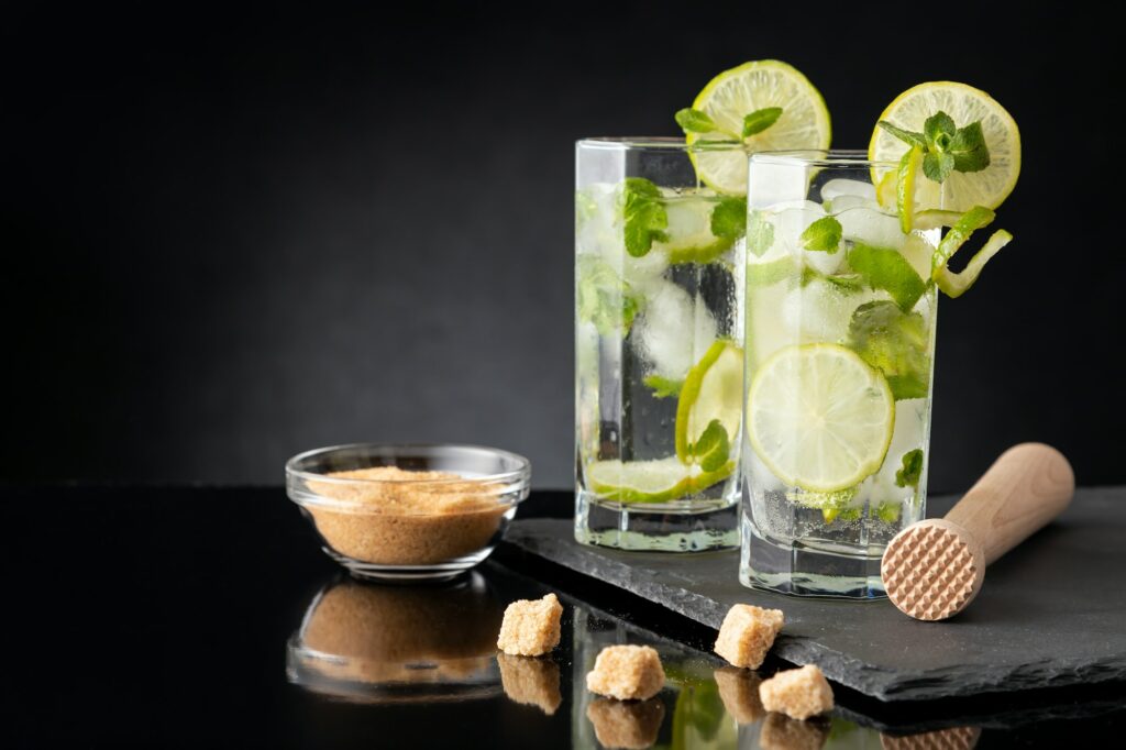 Two mojito cocktails